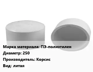 Заглушка полипропилен, полиэтилен, металлопластик полиэтилен ПЭ-полиэтилен D=250 Корсис литая
